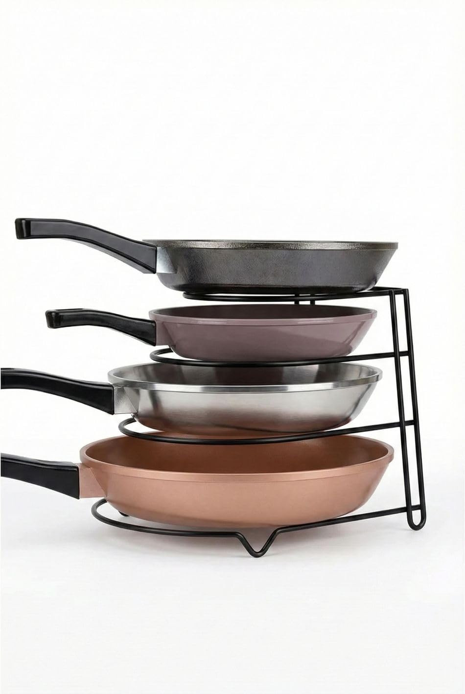 Orret Home Metal 4 Katlı Tava Rafı Düzenleyici Organizer – Dik ve Yatay Kullanım Tencere Tava Standı, Dolap İçi Tava Rafı, Mutfak Tencere Kapaklık Organizer, Çok Amaçlı Metal Raf