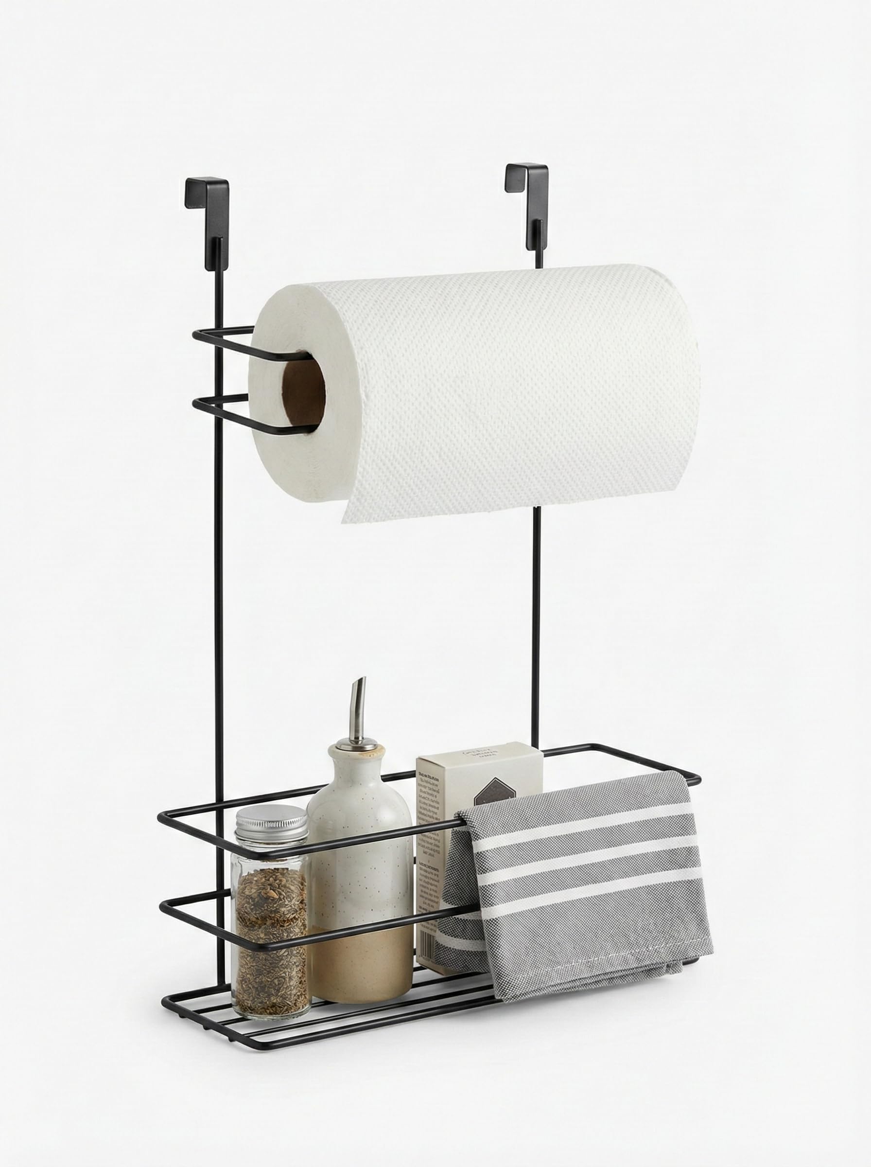 Orret Home Dolap İçi Asılabilir Metal Kağıt Havluluk ve Deterjan Sepeti Organizer – Dolap Kapağına Asılabilir Kağıt Havlu Askılığı, Deterjan Düzenleyici Raf, Mutfak ve Banyo Kapak İçi Metal Organizer