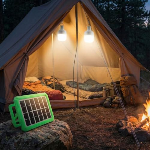 Orret Home 2 Ampullü Solar Panelli Powerbank Özellikli Kamp Işığı Seti – Güneş Enerjili LED Kamp Aydınlatma Sistemi, Taşınabilir Şarjlı Çadır Lambası, Outdoor Acil Durum Işığı