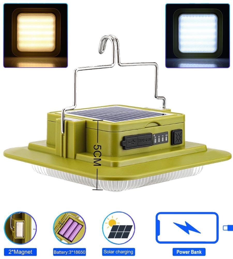 Orret Home 3 Modlu Solar Enerjili Kamp Işığı – Askılı ve Mıknatıslı Işıldak, Powerbank Özellikli 3x1200 mAh Şarjlı LED Kamp Aydınlatma Lambası, Taşınabilir Outdoor Fener