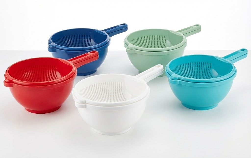 Orret Home 2 Katlı Saplı Plastik Süzgeç Alt Hazneli Makarna Süzgeci Meyve Sebze Yıkama Süzgeci Hazneli Pratik Mutfak Süzgeci (ASORTİ RENK)