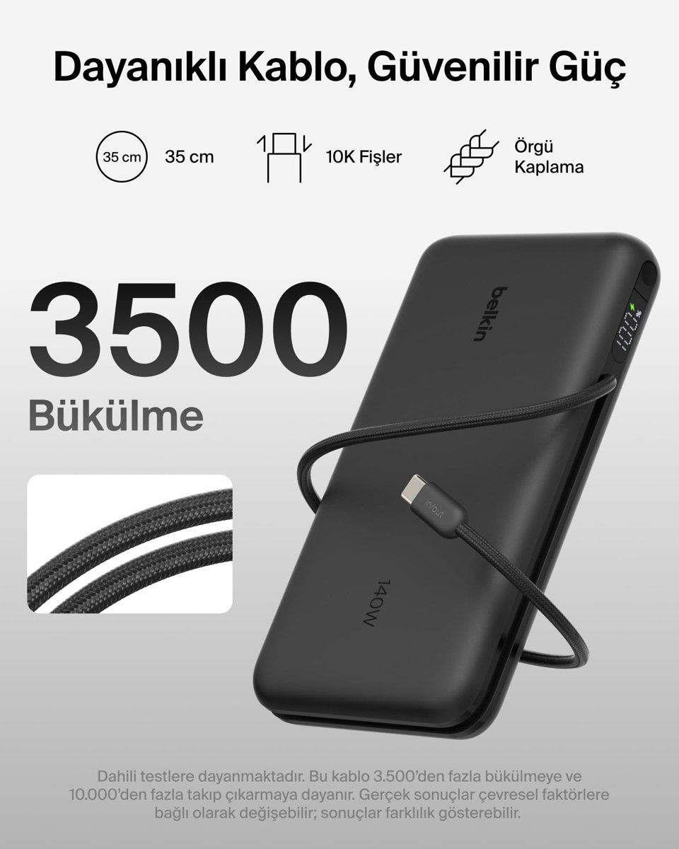 Belkin UltraCharge Pro 25000 mAh Dizüstü Power Bank Hızlı Şarj, Siyah