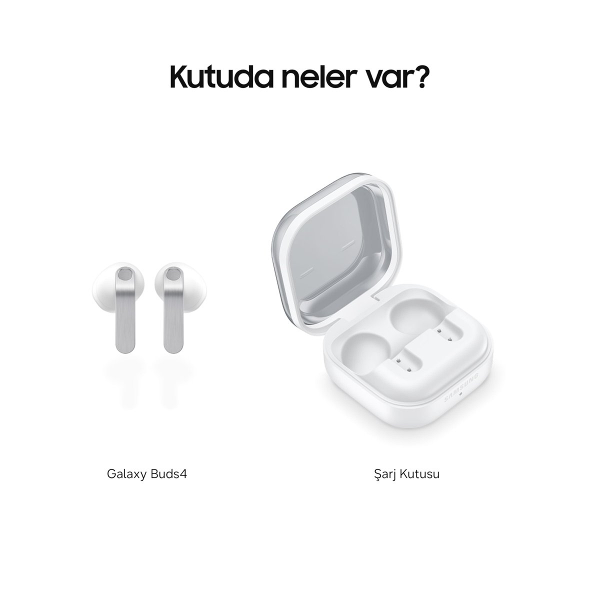 Samsung Galaxy Buds4 Bluetooth Kulaklık, Beyaz, Metal Gövde, 1 Yollu Hoparlör, Ultra Net Arama Sesi, Adaptif Gürültü Kontrolü