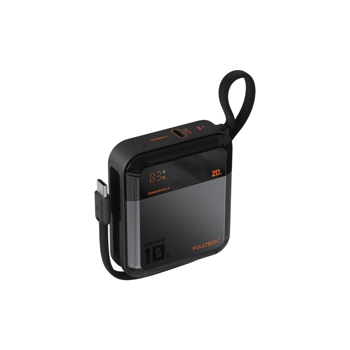 10.000 mAh Mini Type-C kablolu 20W Hızlı Şarj Fultech LCD Ekranlı Taşınabilir Powerbank