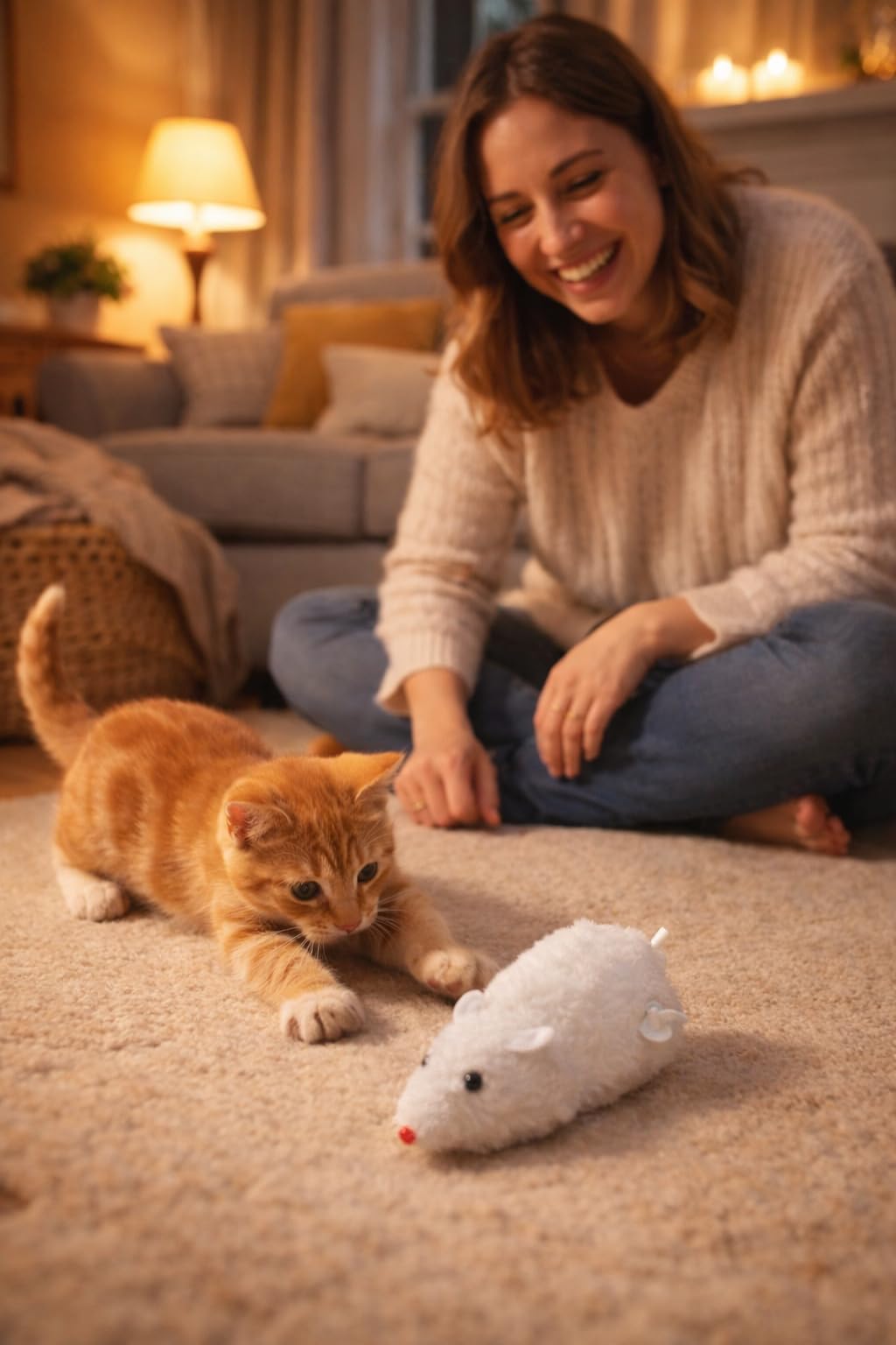Busstier Çok Renkli Kurmalı Fare Kedi Oyuncağı Pilsiz Hareketli Peluş Fare İnteraktif Av Oyunu Kediler ve Yavru Kediler İçin Egzersiz Aktivite Ev İçi Oyun Eğlence Dayanıklı Yumuşak Doku