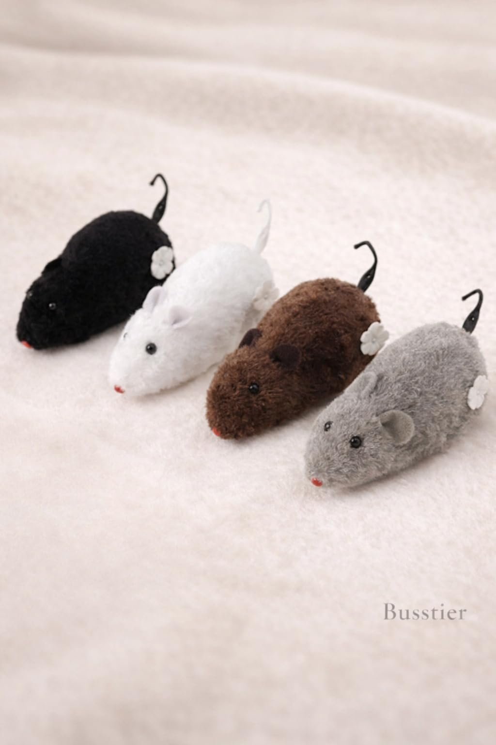 Busstier Çok Renkli Kurmalı Fare Kedi Oyuncağı Pilsiz Hareketli Peluş Fare İnteraktif Av Oyunu Kediler ve Yavru Kediler İçin Egzersiz Aktivite Ev İçi Oyun Eğlence Dayanıklı Yumuşak Doku