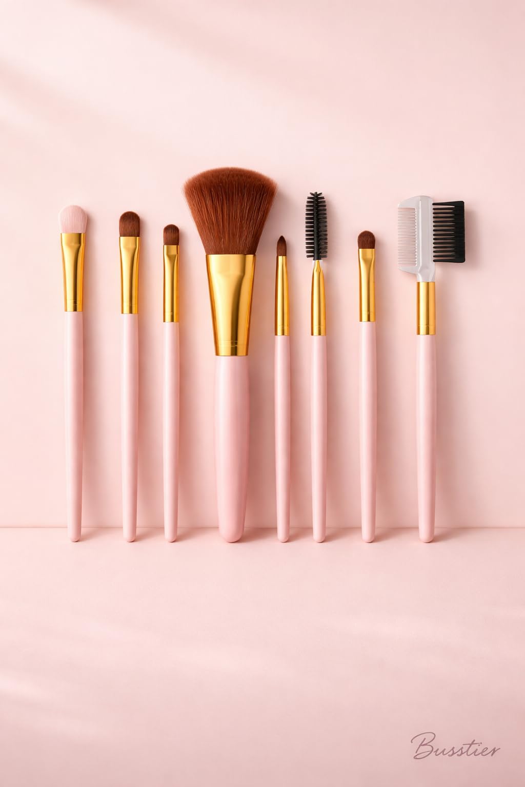 Busstier 8 Adet Makyaj Fırça Seti Profesyonel Fondöten Pudra Allık Far Kaş Eyeliner Fırçası Yumuşak Kıllı Günlük ve Profesyonel Kullanım İçin Komple Makeup Brush Set