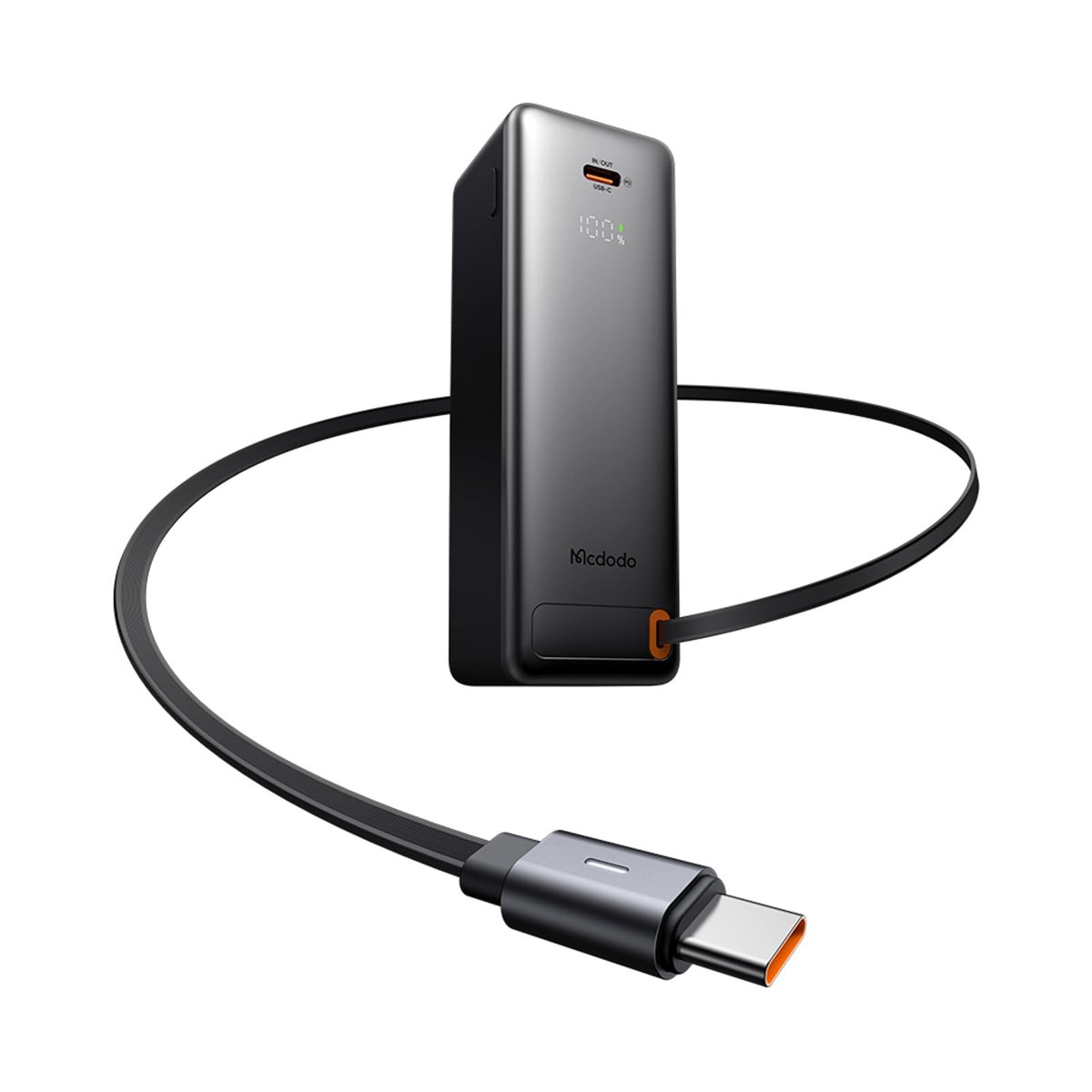 Mcdodo MC-3181 3 in 1 10000mAh 30W LED Ekranlı Powerbank ve Sarj Aleti (Dahili Geri Çekilebilir Kablo + UK/US/EU Priz Uçları)