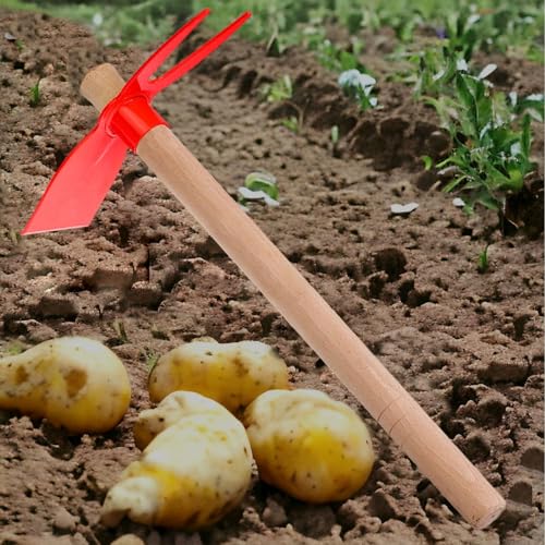 Orret Home 40 cm Çift Taraflı Çapa Ahşap Saplı Bahçe Çapası, Bahçe Çapalama Aleti, Toprak Havalandırma ve Ot Temizleme Çapası, Bahçe El Aleti