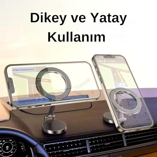 Orret Home Araç İçi MagSafe Telefon Tutucu Mıknatıslı, Torpidoya Yapıştırılabilir Manyetik Telefon Standı, Araç Telefon Tutucu iPhone MagSafe Uyumlu