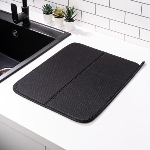 Orret Home Mikrofiber Bulaşık Kurutma Matı 45x35 cm Su Emici Tezgah Üstü Bulaşık Matı, Mutfak Kurulama Matı, Tabak Bardak Kurutma Pedi, Kaymaz Tezgah Koruyucu Mutfak Kurutma Matı