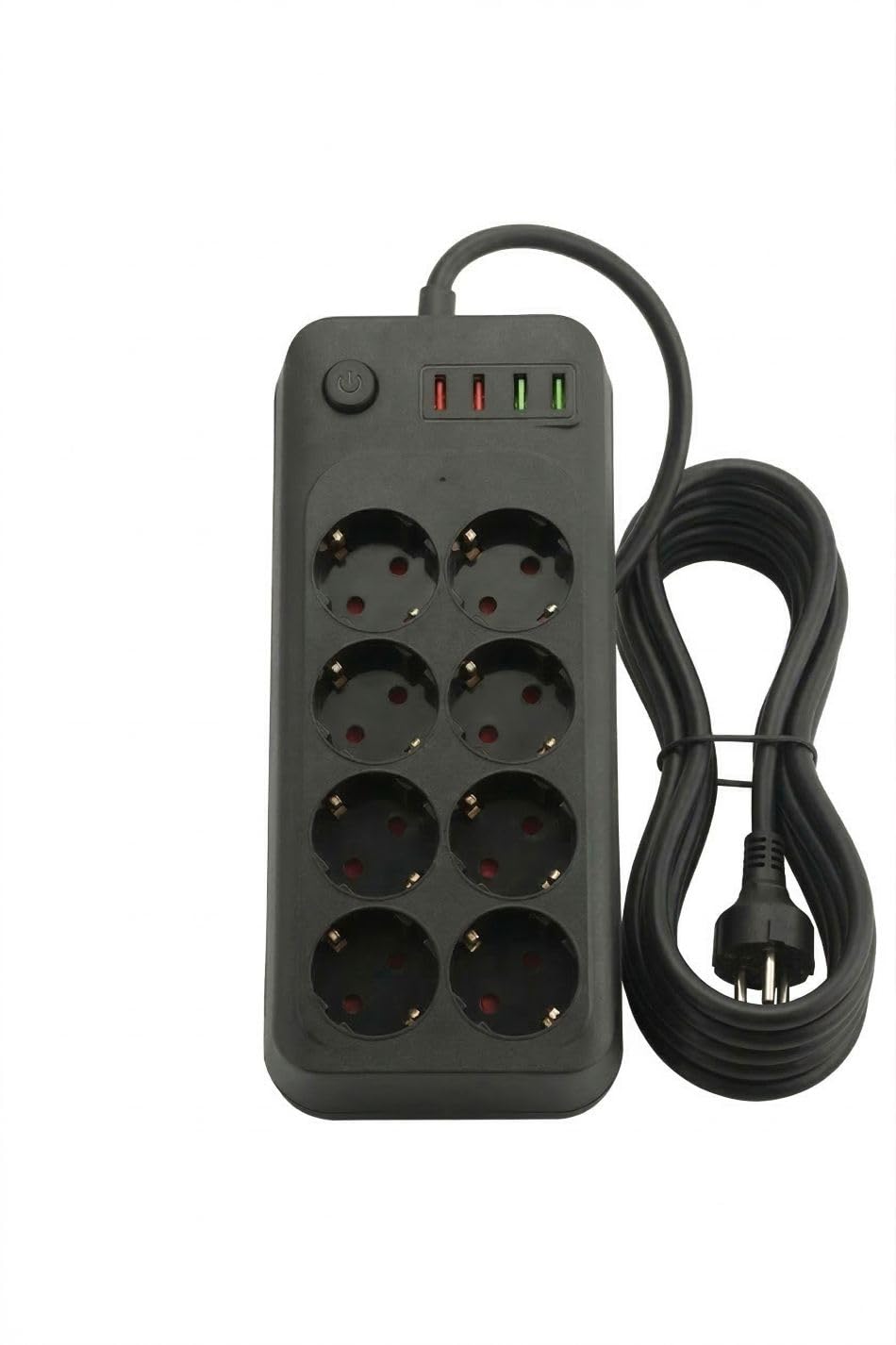 Orret Home 8 Priz 2 USB 2 Type-C Girişli Akım Korumalı Uzatma Kablosu 2 Metre, Açma Kapama Düğmeli Çoklu Priz, USB Şarjlı Termal Korumalı Priz Uzatma Kablosu