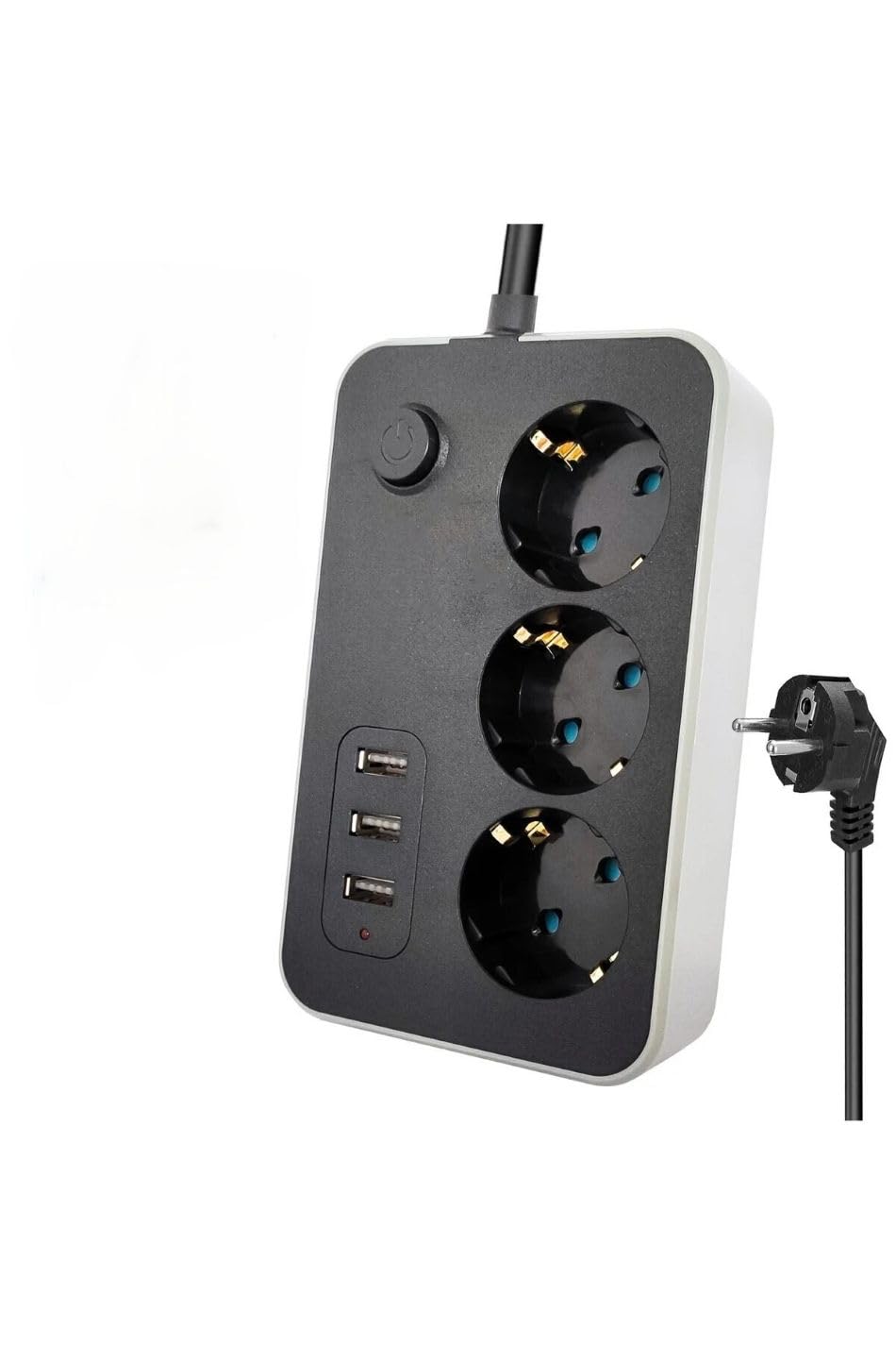 Orret Home Akım Korumalı Priz 3 Priz 3 USB Girişli 2.1A Uzatma Kablosu 2 Metre, Termal Korumalı Çoklu Priz, Açma Kapama Düğmeli USB Şarjlı Uzatma Prizi