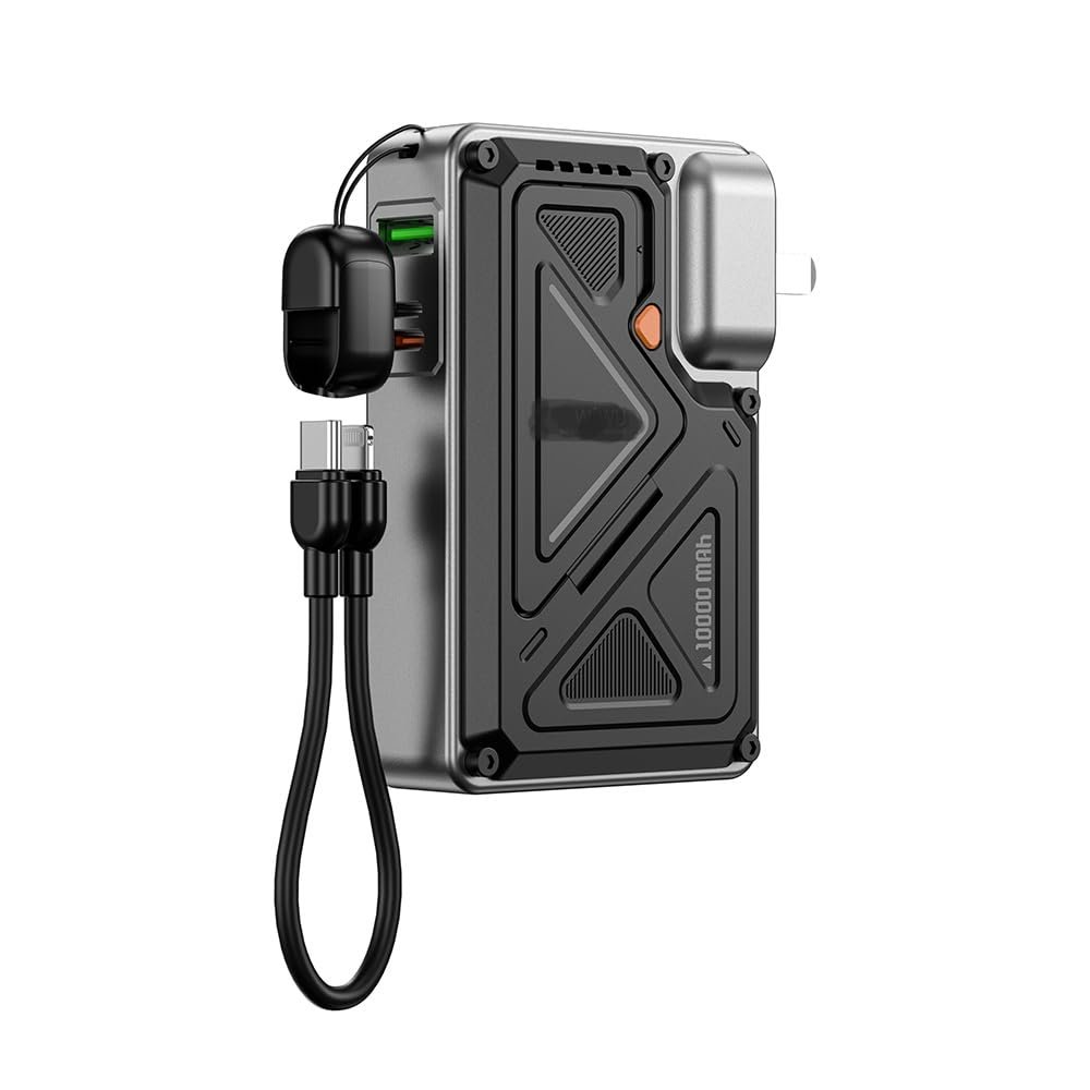 5in1 Knight Serisi Taşınabilir Wireless Type-C ve Lightning Kablolu Standlı PD Magsefe Powerbank 22.5W 10000mAh