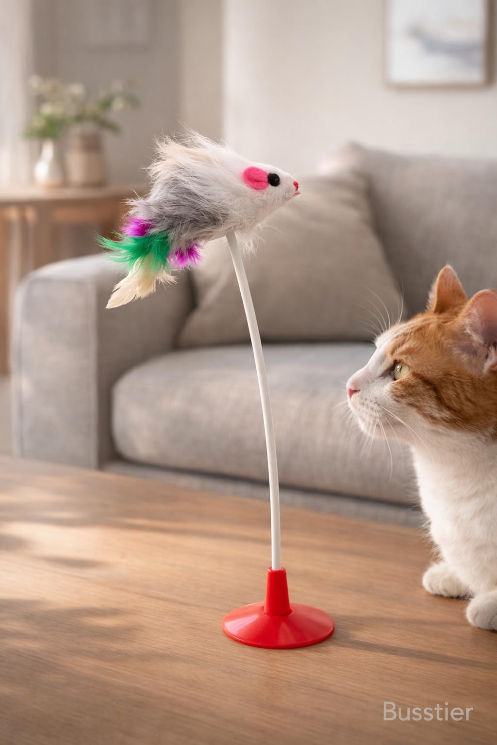 Busstier Vantuzlu Kedi Oyuncağı Fare Şekilli Zıplayan Tüy Oyuncak Interaktif Kedi Oyuncağı Masa Zemin İçin Eğlenceli Kedi Aktivite Oyuncağı