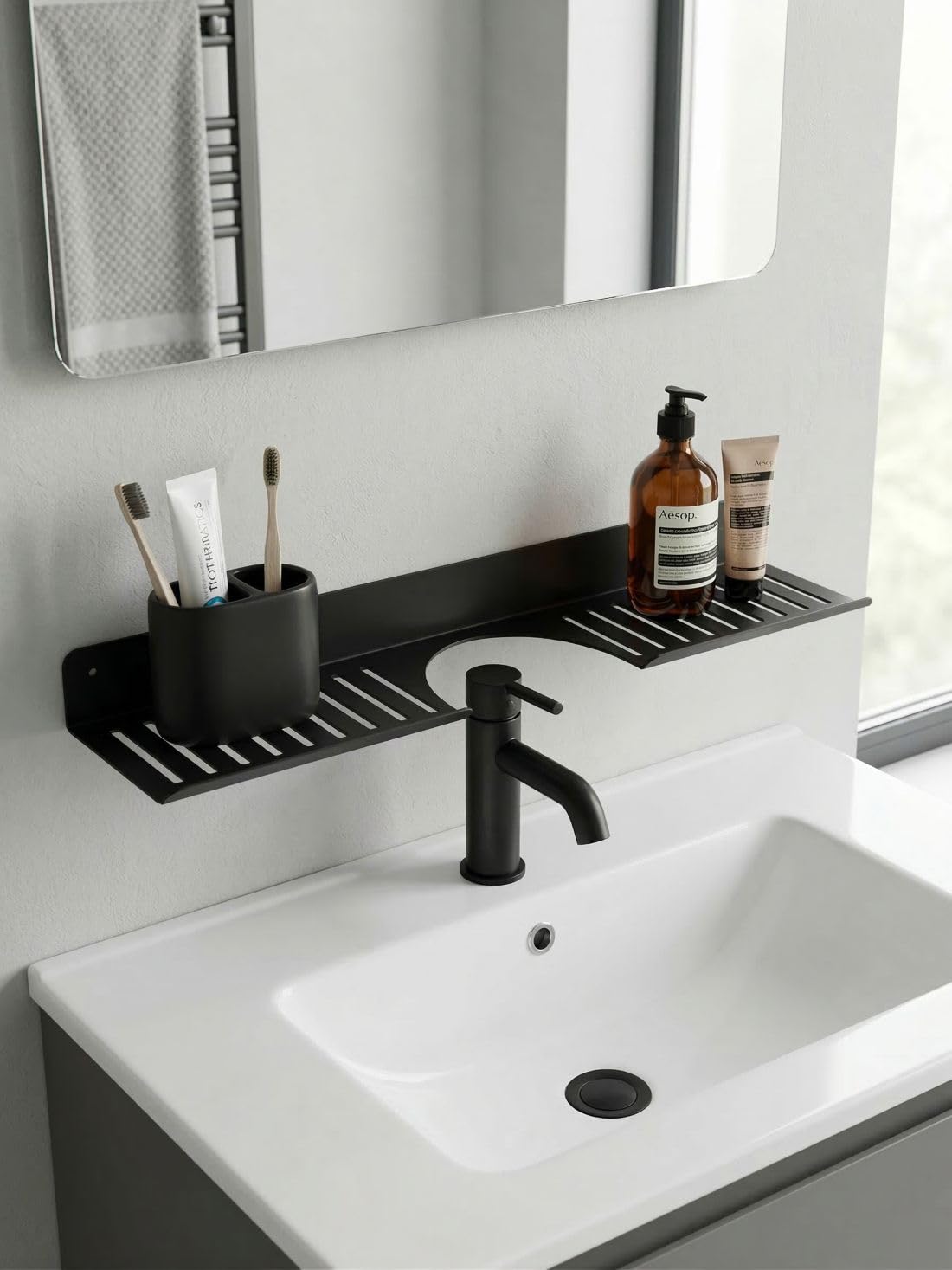 Orret Home Eviye Önü Organizer Rafı Metal Lavabo Üstü Raf Mutfak Evye Üstü Organizer Duvara Yapışkanlı Delmeden Montaj Lavabo Arkası Raf Süngerlik Sabunluk Mutfak Rafı
