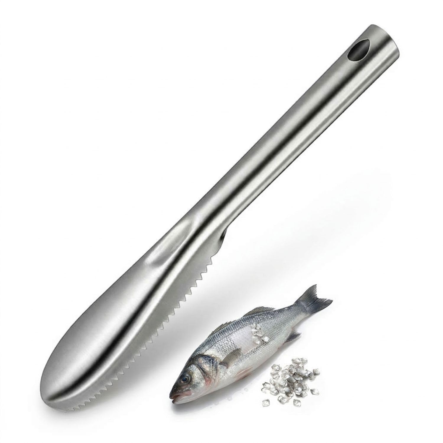 Orret Home Paslanmaz Metal Balık Pulu Ayıklayıcı Balık Temizleyici Tırtıklı Dişli Balık Pulu Kazıyıcı Ergonomik El Tipi Balık Derisi ve Pulu Temizleme Aparatı Mutfak İçin Dayanıklı Pratik Balık Soyma