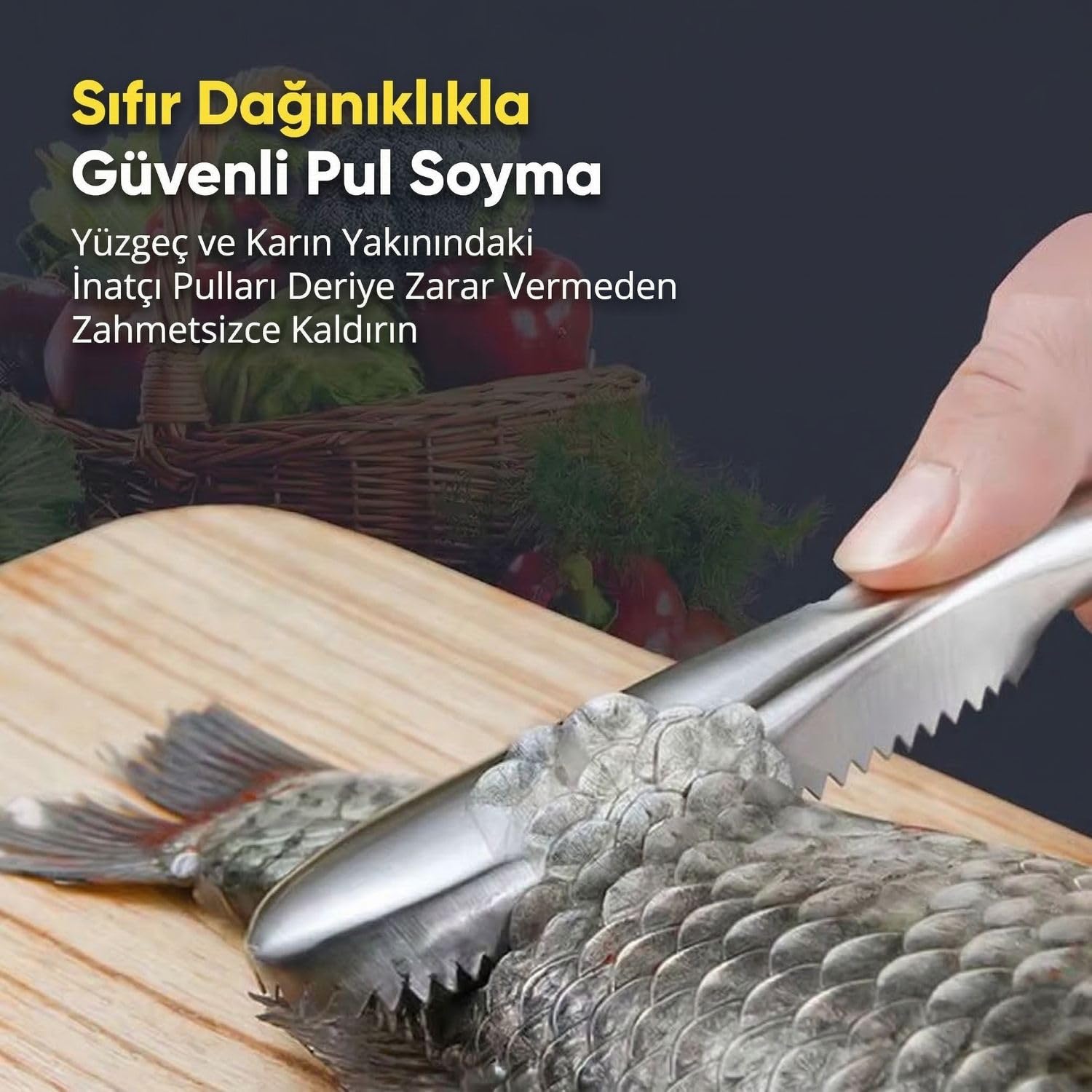 Orret Home Paslanmaz Metal Balık Pulu Ayıklayıcı Balık Temizleyici Tırtıklı Dişli Balık Pulu Kazıyıcı Ergonomik El Tipi Balık Derisi ve Pulu Temizleme Aparatı Mutfak İçin Dayanıklı Pratik Balık Soyma