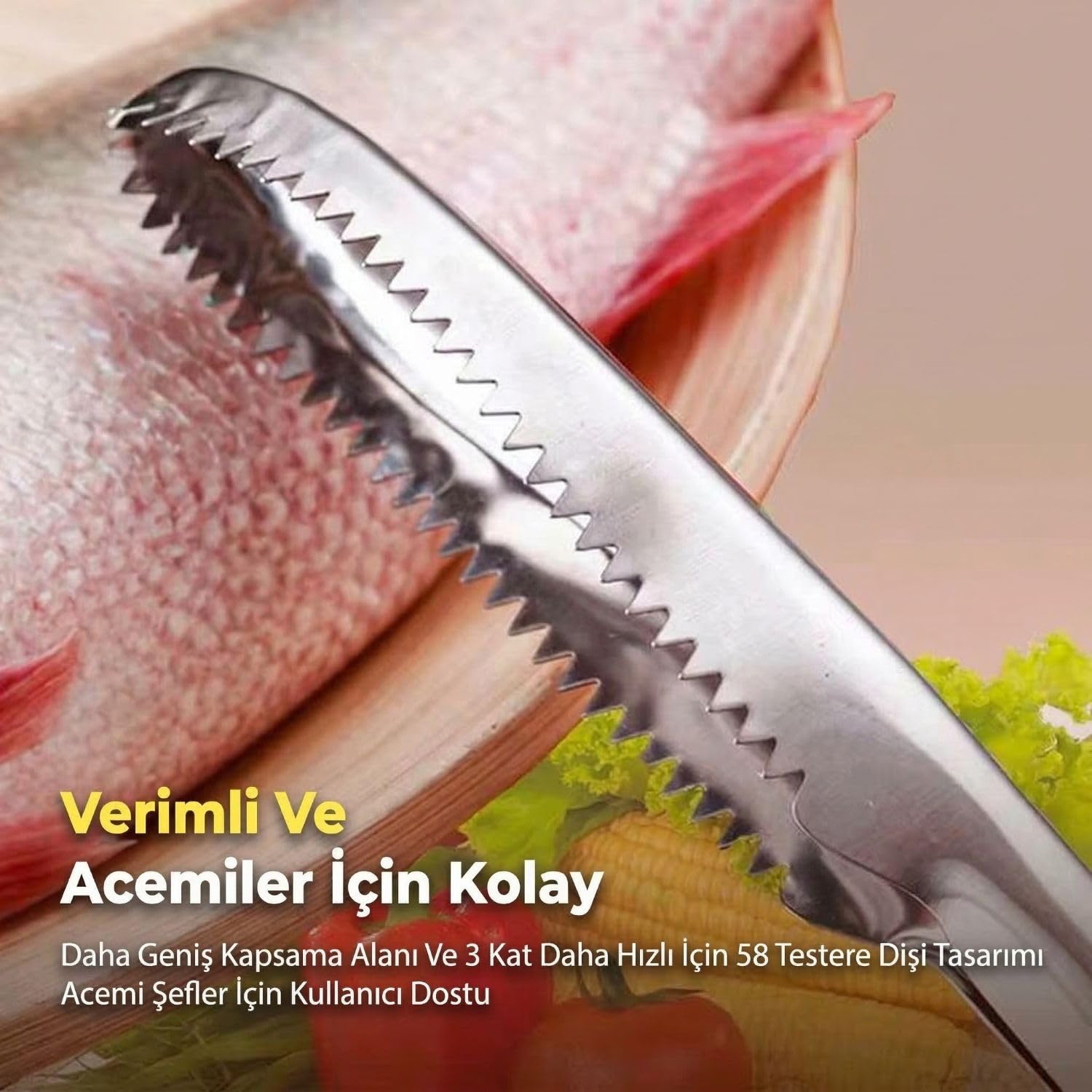 Orret Home Paslanmaz Metal Balık Pulu Ayıklayıcı Balık Temizleyici Tırtıklı Dişli Balık Pulu Kazıyıcı Ergonomik El Tipi Balık Derisi ve Pulu Temizleme Aparatı Mutfak İçin Dayanıklı Pratik Balık Soyma