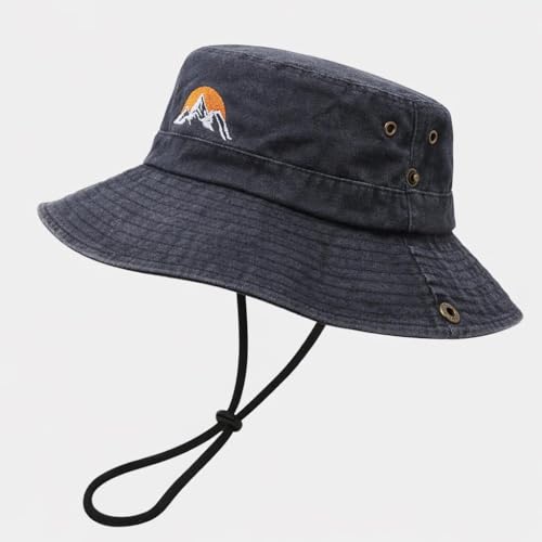 Valkyrie Outdoor Balıkçı Şapkası Geniş Kenarlı Dağ Nakışlı Kamp Yürüyüş Balıkçı Şapka Siyah