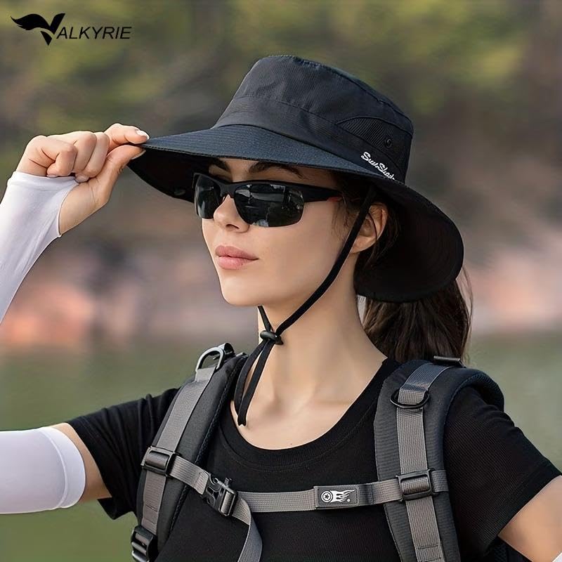 Valkyrie Outdoor Güneş Şapkası Unisex Kamp Trekking Safari Balıkçı Şapkası UV Koruma Siyah