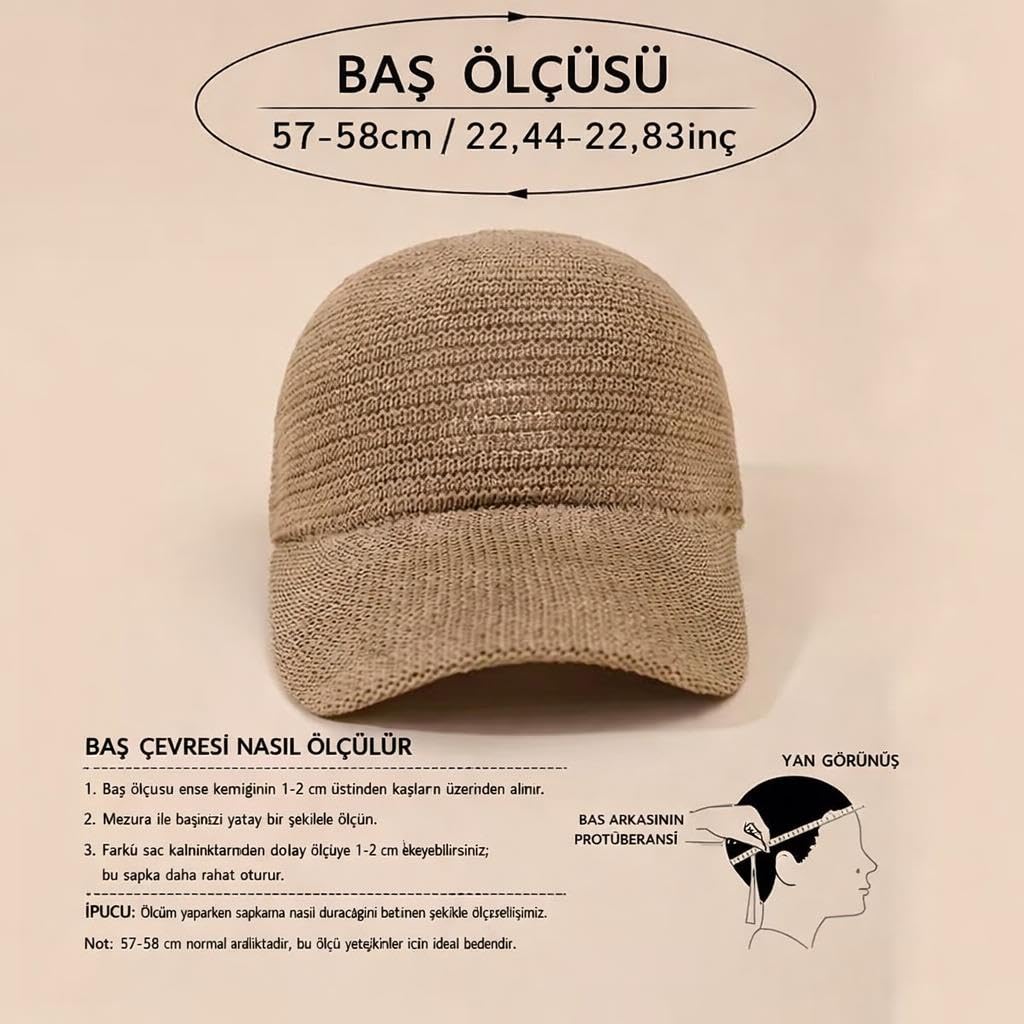 Valkyrie Hasır Şapka Kadın Yazlık Nefes Alabilir Ayarlanabilir Plaj Güneş Şapkası Bej Casual Şapka