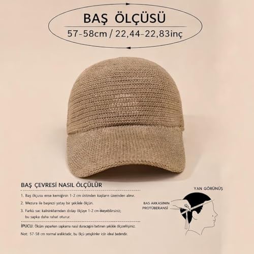 Valkyrie Hasır Şapka Kadın Yazlık Nefes Alabilir Ayarlanabilir Plaj Güneş Şapkası Bej Casual Şapka