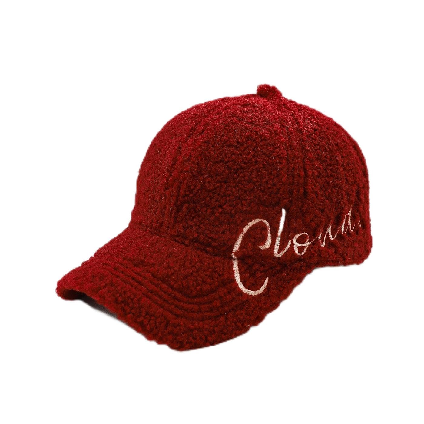 Valkyrie Peluş Şapka Kadın Erkek Unisex Kışlık Şapka Cloud Nakışlı Ayarlanabilir Bej Teddy Şapka Kırmızı