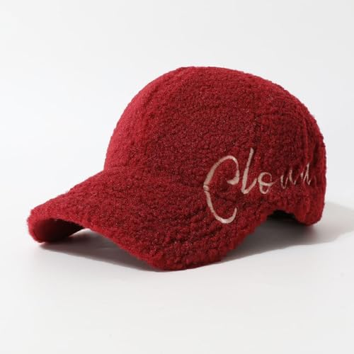Valkyrie Peluş Şapka Kadın Erkek Unisex Kışlık Şapka Cloud Nakışlı Ayarlanabilir Bej Teddy Şapka Kırmızı