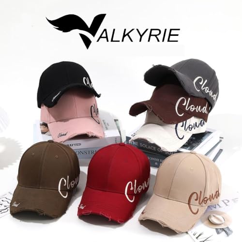 Valkyrie Unisex Eskitme Detaylı Şapka Yazı Nakışlı Ayarlanabilir Beyzbol Şapkası Koyu Kahve