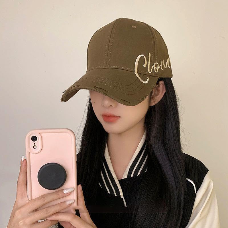 Valkyrie Unisex Eskitme Detaylı Şapka Yazı Nakışlı Ayarlanabilir Beyzbol Şapkası Kahverengi