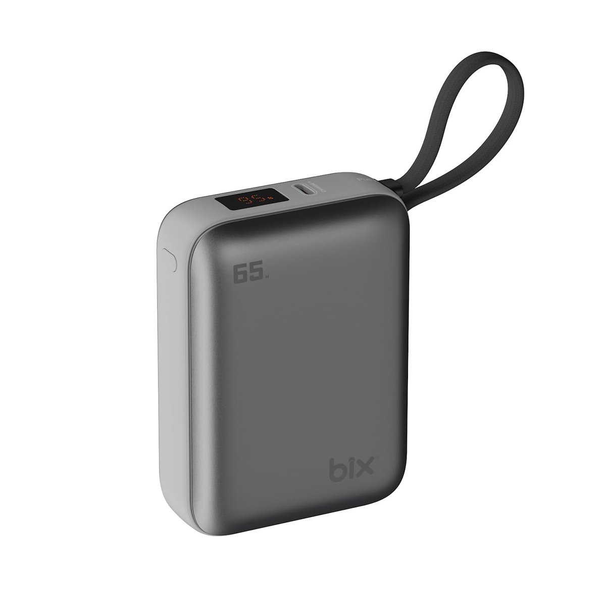 Bix PB120 20000mAh PD 65W Cep Boyu Kompakt Tasarımlı Dijital Göstergeli Powerbank Taşınabilir Süper Hızlı Şarj Cihazı (Gri)