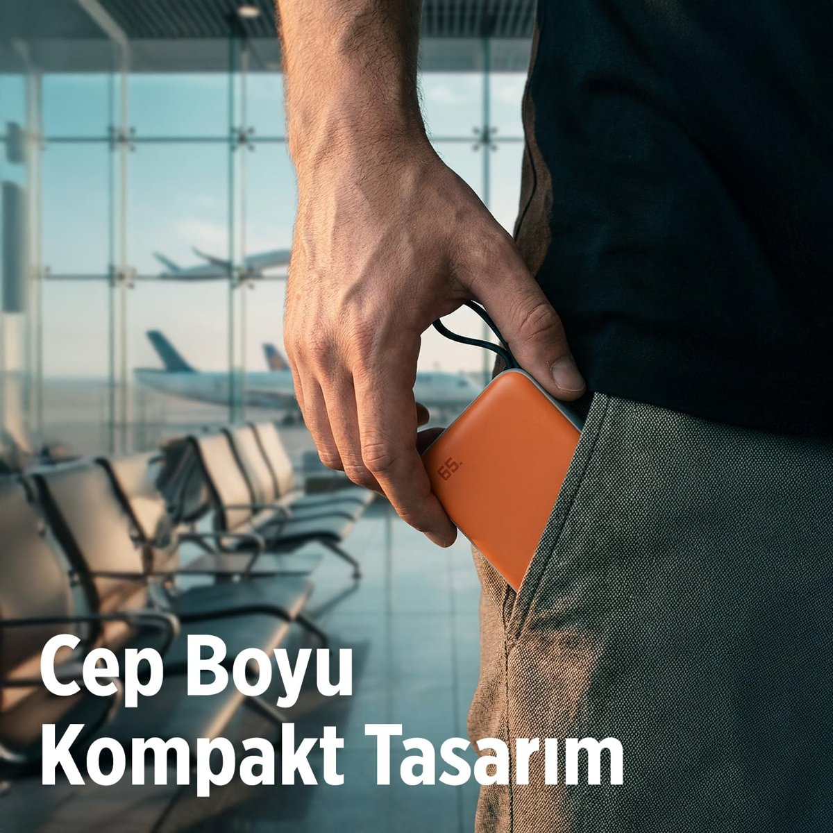 Bix PB120 20000mAh PD 65W Cep Boyu Kompakt Tasarımlı Dijital Göstergeli Powerbank Taşınabilir Süper Hızlı Şarj Cihazı (Gri)