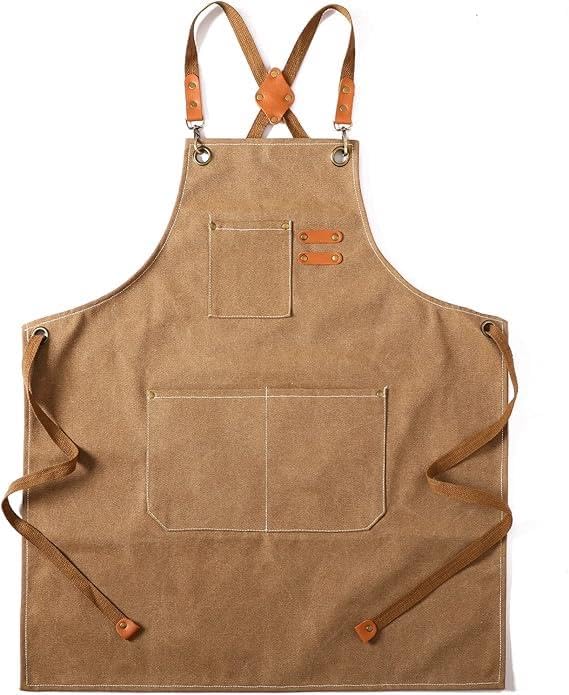 Valkyrie Unisex Kanvas Mutfak Önlüğü Ayarlanabilir Askılı Cepli Barista Garson Servis Önlüğü Kahve