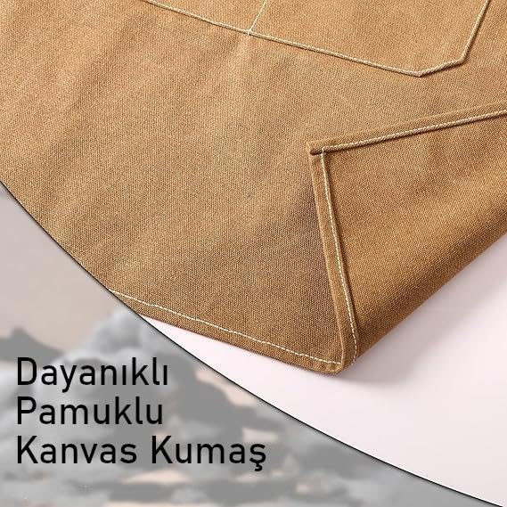 Valkyrie Unisex Kanvas Mutfak Önlüğü Ayarlanabilir Askılı Cepli Barista Garson Servis Önlüğü Kahve