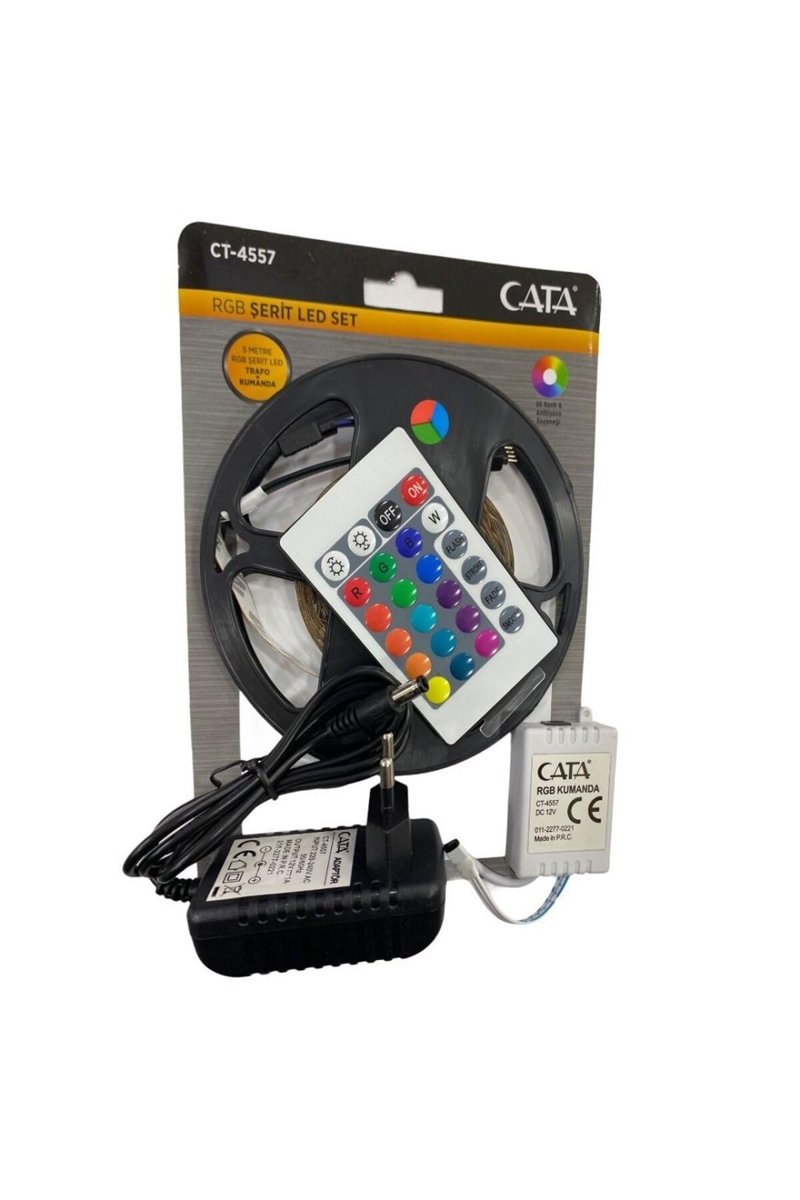 Cata 5 Metre 6 Watt 220 Volt 96 Renkli Kumandalı Rgb Şerit Led Seti (Ct-4557)