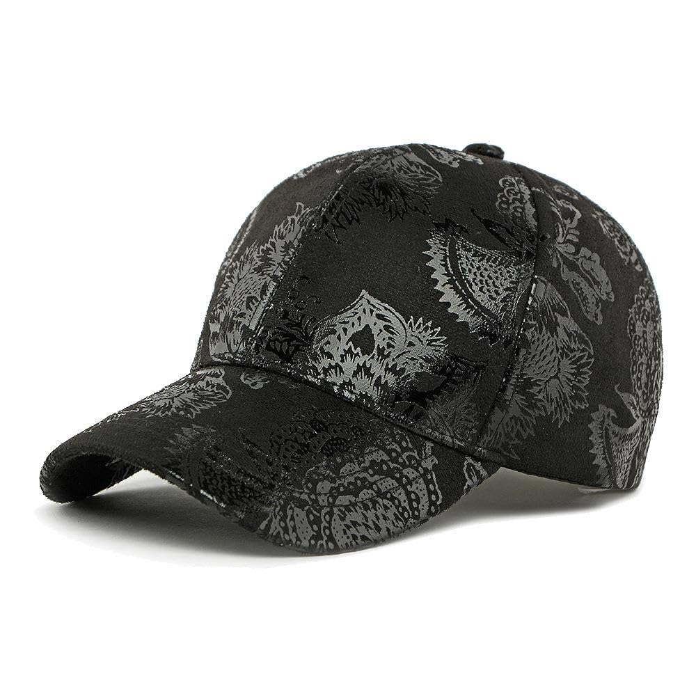 Valkyrie Kadın Siyah Parlak Desenli Baseball Şapka Ayarlanabilir Unisex Günlük Spor Kep