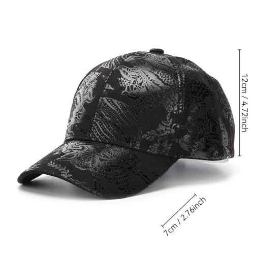 Valkyrie Kadın Siyah Parlak Desenli Baseball Şapka Ayarlanabilir Unisex Günlük Spor Kep