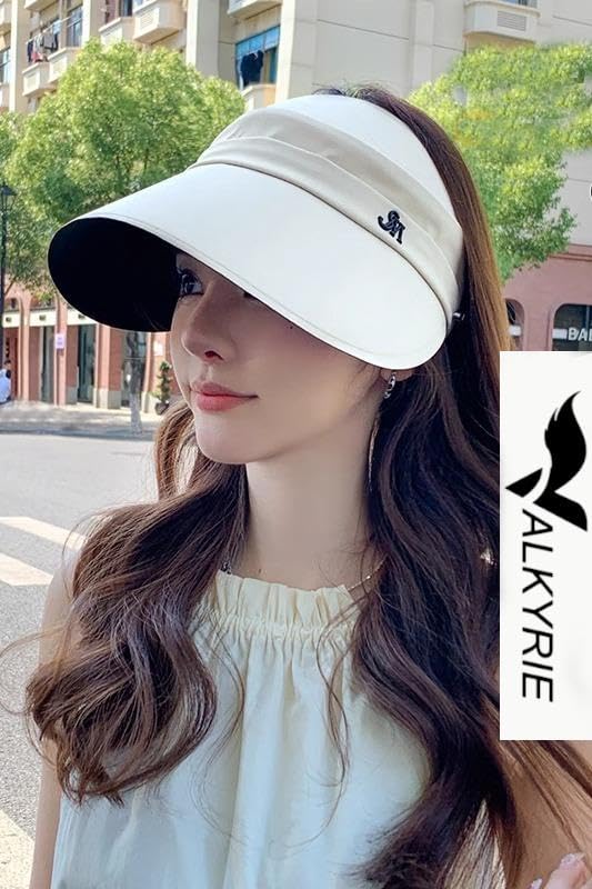 Valkyrie Kadın Beyaz Geniş Siperlikli Vizör Şapka At Kuyruğu Uyumlu Yazlık Güneş Koruyucu Şapka