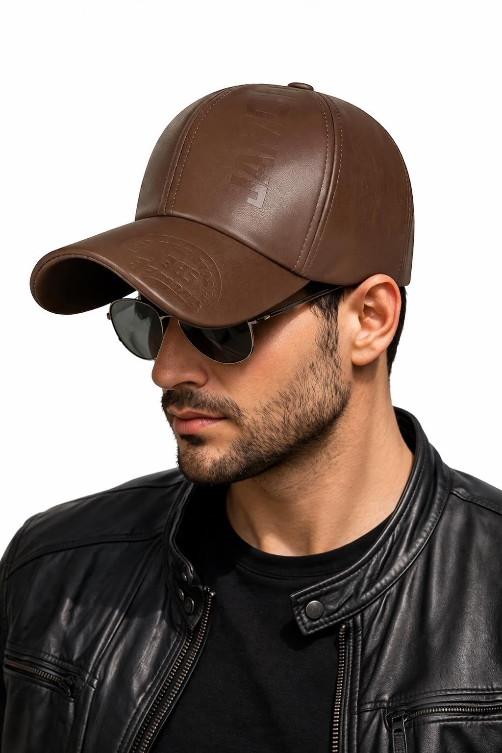 Valkyrie Erkek Açık Kahverengi Deri Şapka Kavisli Siperlikli Ayarlanabilir Spor Günlük Baseball Cap