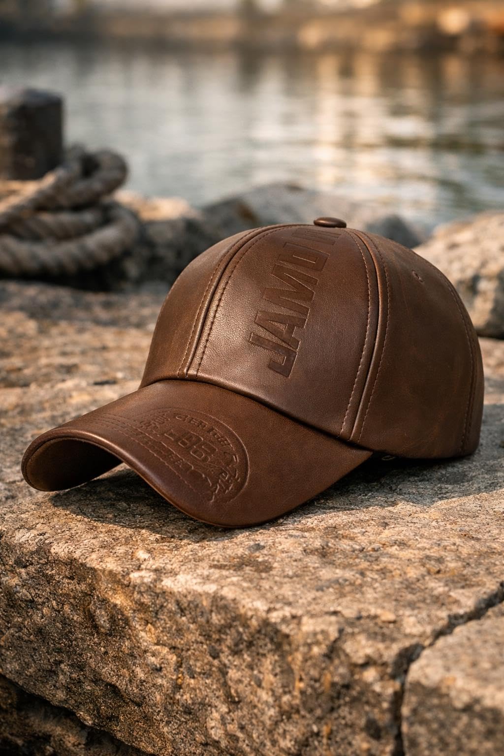 Valkyrie Erkek Açık Kahverengi Deri Şapka Kavisli Siperlikli Ayarlanabilir Spor Günlük Baseball Cap