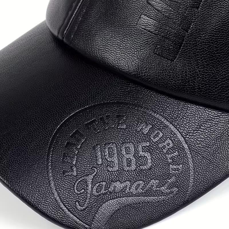Valkyrie Erkek Siyah Deri Şapka Kavisli Siperlikli Ayarlanabilir Spor Günlük Baseball Cap