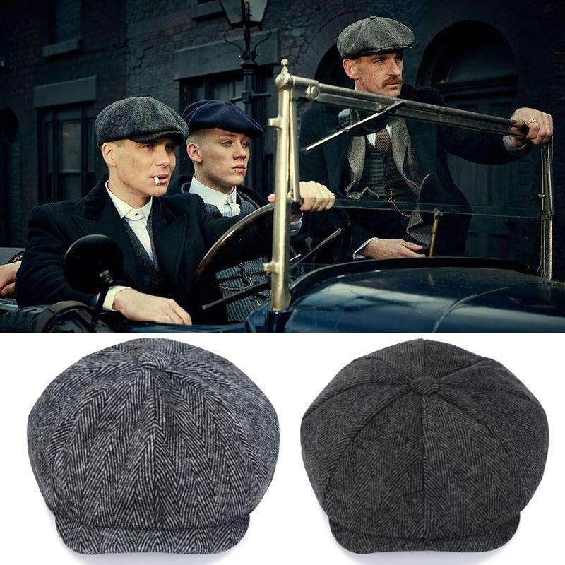 Valkyrie Unisex Siyah Balıksırtı Kasket Şapka Vintage İngiliz Stil 8 Dilimli Newsboy Cap