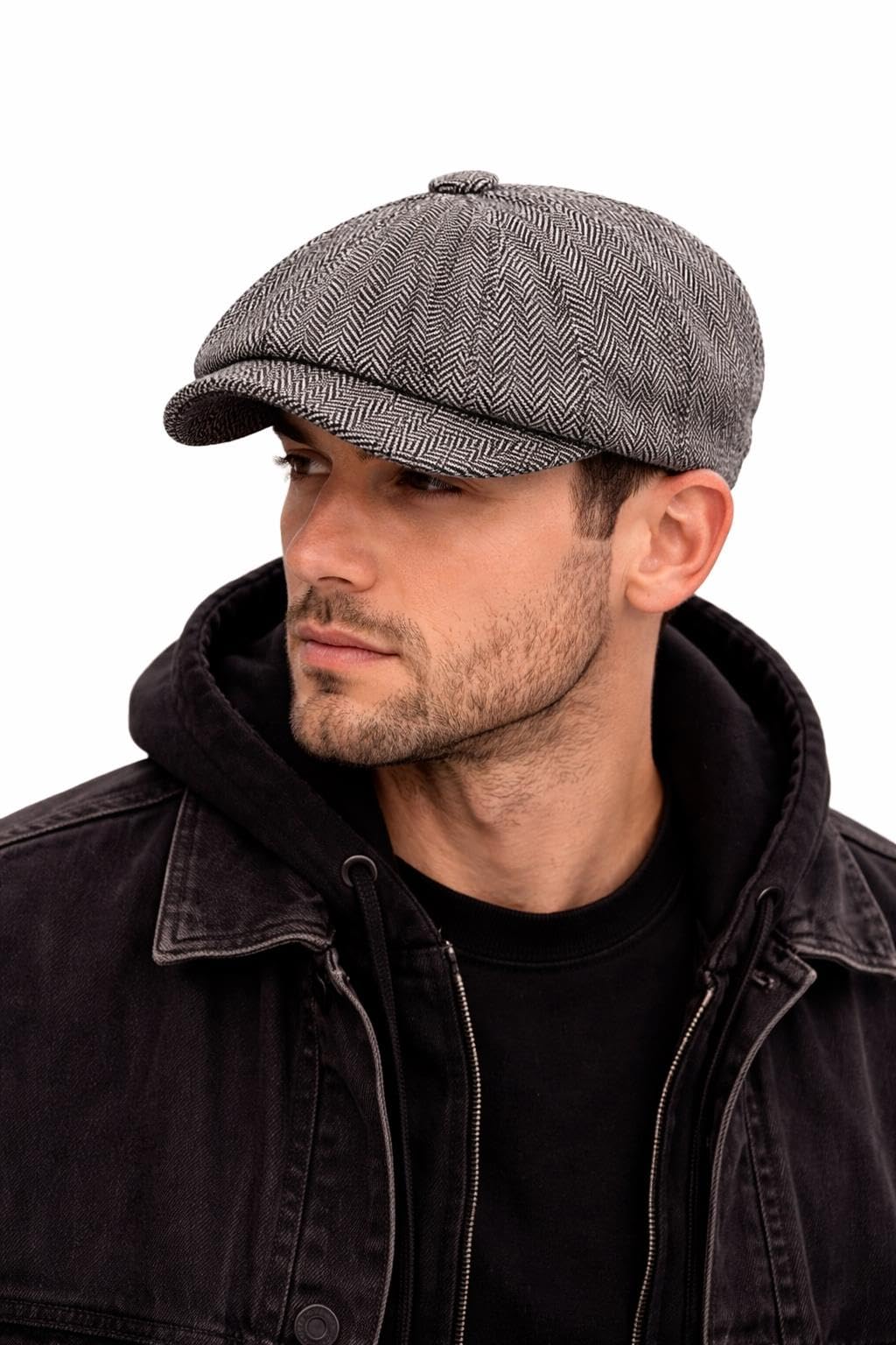 Valkyrie Unisex Gri Balıksırtı Kasket Şapka Vintage İngiliz Stil 8 Dilimli Newsboy Cap