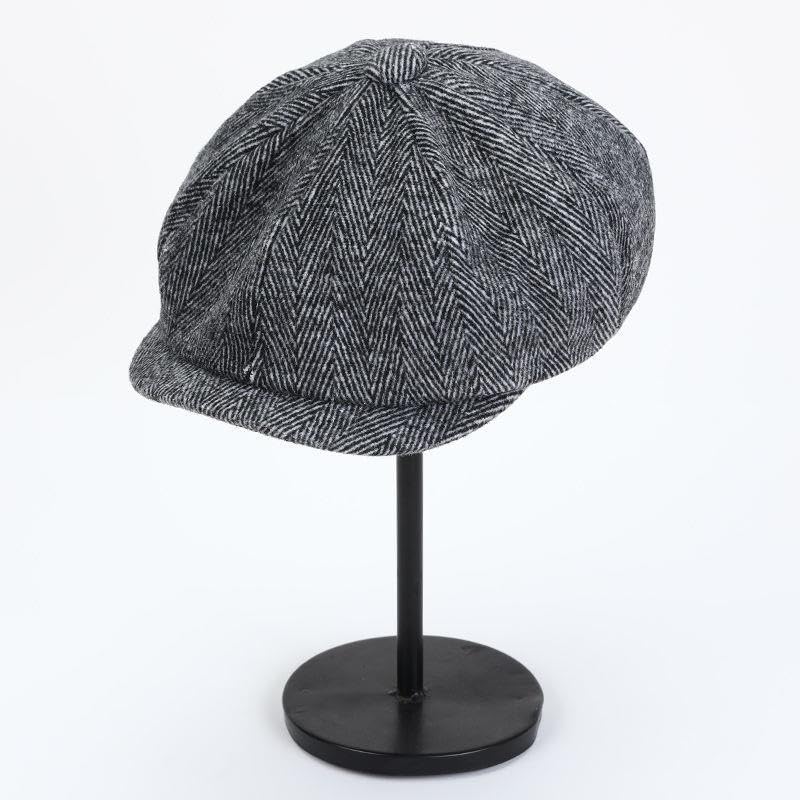 Valkyrie Unisex Gri Balıksırtı Kasket Şapka Vintage İngiliz Stil 8 Dilimli Newsboy Cap