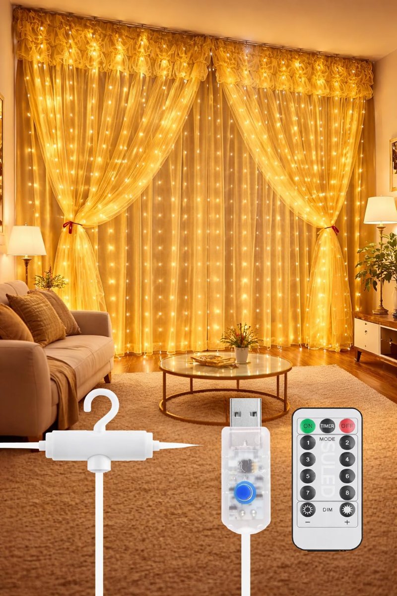 3X1 8 Fonksiyonlu Dekoratif Saçak Led Sarkıt Perde Led Eklenebilir Led Süsleme Led Peri Led Işık Ledli Işık Yılbaşı Süsü