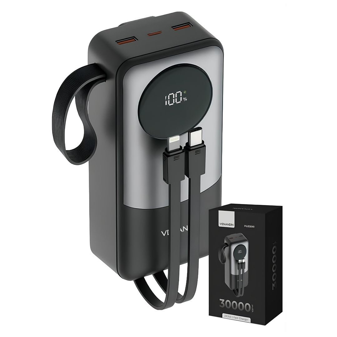 teknosepetim 50000 Mah Powerbank Taşınabilir Hızlı Şarj Cihazı Type-c Lightning PD 22.5W HIZLIŞARJ 6 PORT Kablolu Led Göstergeli 50 40 30 bin mAH (30.000 mah 30 bin)
