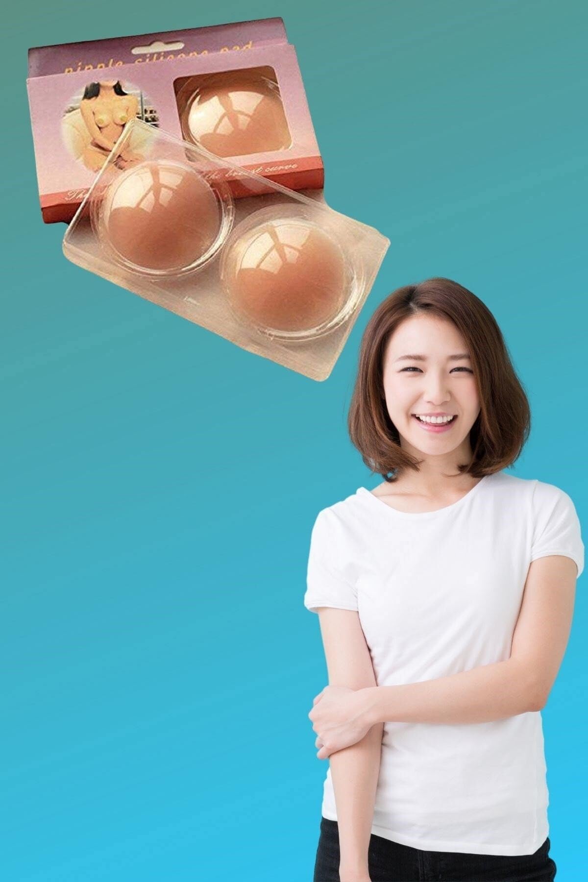 Buffer 3 Adet Silikon Göğüs Ucu Kapatıcı Gizleyici Bant Aparat Nipple Pad, Krem