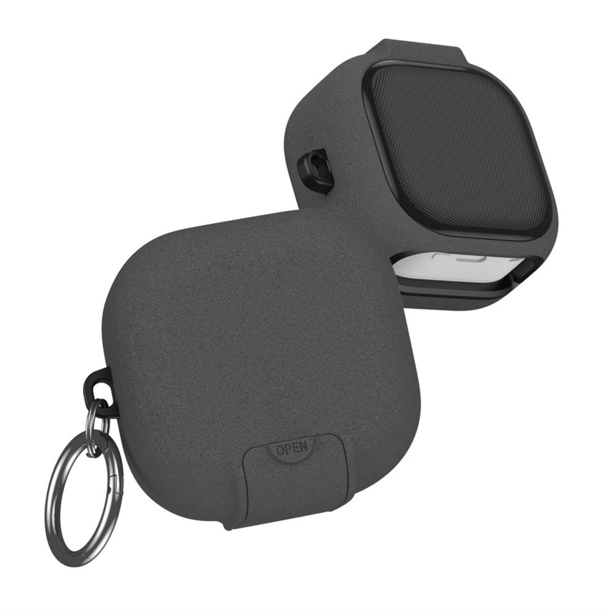 Samsung Galaxy Buds4 ve Buds4 Pro Uyumlu Güvenlik Kilitli Telefon Standı Fonksiyonlu Premium Kulaklık Kılıfı (Gri)