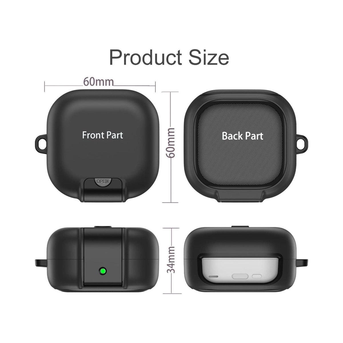 Samsung Galaxy Buds4 ve Buds4 Pro Uyumlu Güvenlik Kilitli Telefon Standı Fonksiyonlu Premium Kulaklık Kılıfı (Siyah)